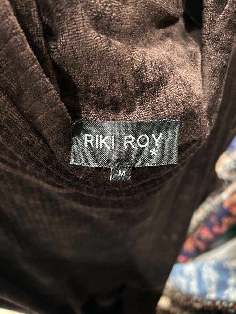 Riki Roy Brown Corduroy Tiered Maxi Dress Mock Neck Long Sleeve Size M - Picture 2 of 7